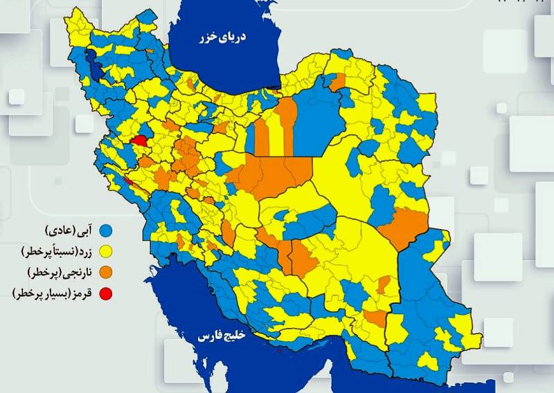 جدیدترین رنگبندی کرونایی شهرهای کشور